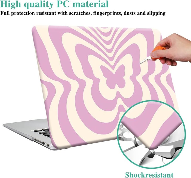 FUNUT Compatible with MacBook Air 13 Inch Case 2021 2020-2018 Release M1 A2337 A2179 A1932 Touch ID, MacBook Air 2020 Case Marble Laptop Hard Shell Case & Keyboard Cover Mac Air 13 Inch, Butterfly - Image 2